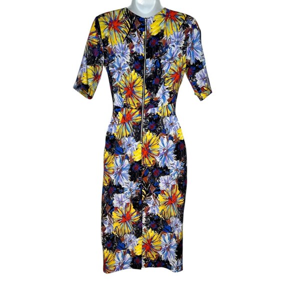 Suno Stretch Silk Floral Cut Out Sheath Dress Multicolor XS Party Cocktail - Picture 8 of 12